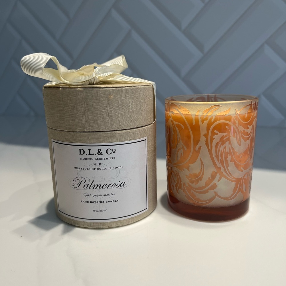 D.L. & Co. Palmerosa Candle with Decorative Glass
